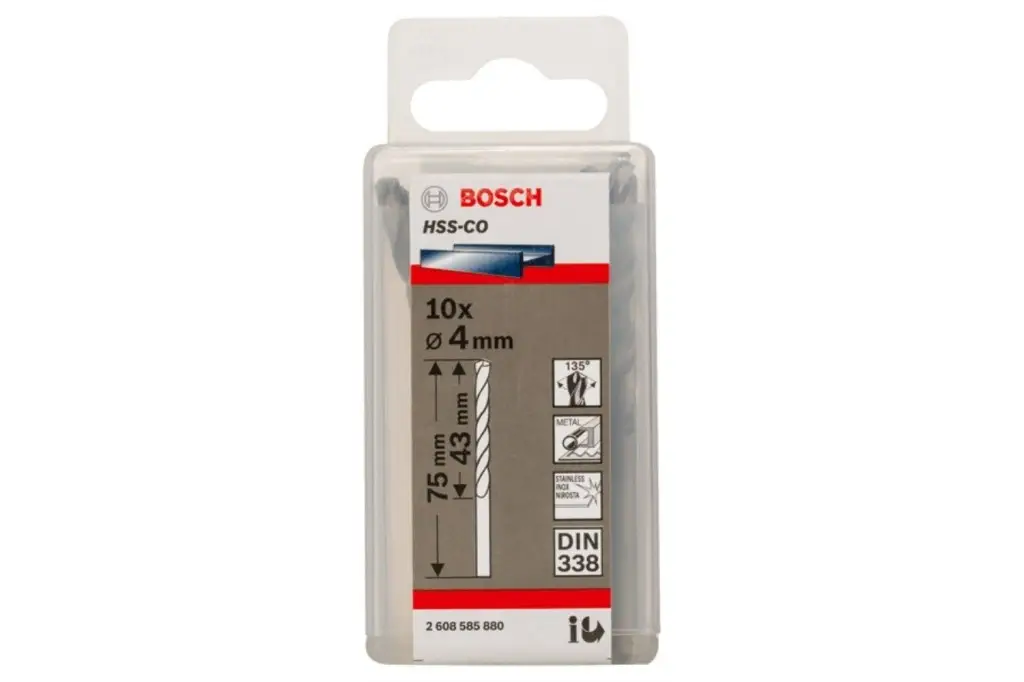 BROCA HELICOIDAL PRO STAINLESS STEEL HSS-CO, 4 X 43 X 75 MM, 10 UNIDADES