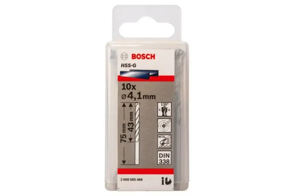 BROCA HELICOIDAL PRO METAL HSS-G, LONGITUD ESTÁNDAR, 4,1 X 43 X 75 MM, 10 UNIDADES