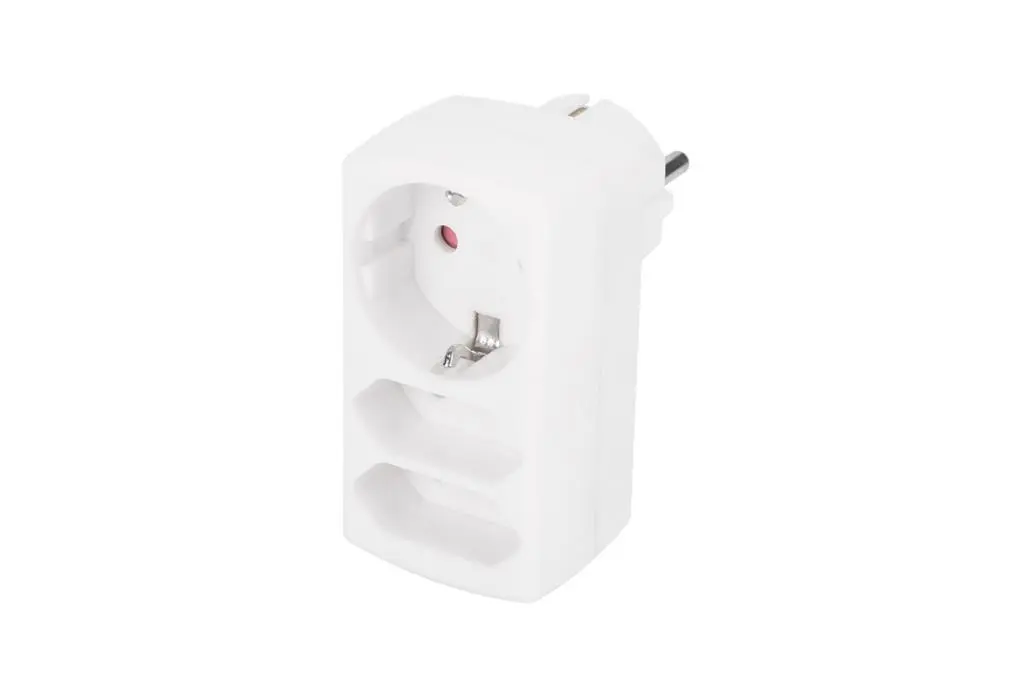 ADAPTADOR 2 TOMAS FRONTAL 10A + 1 TOMA 16A 250V BLANCO SIMON BRICO