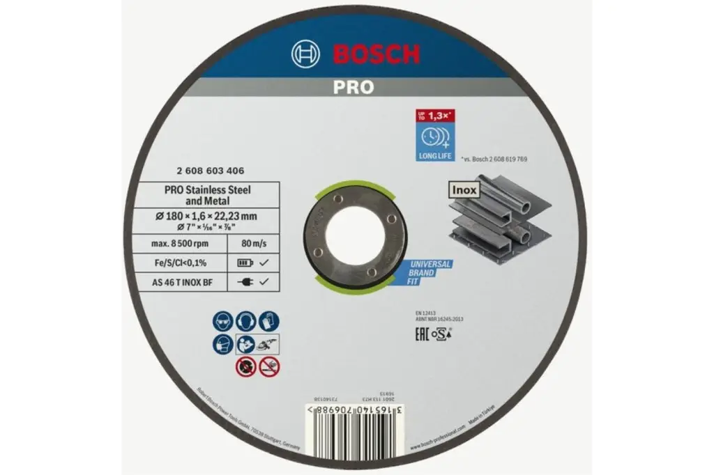 DISCO DE CORTE ABRASIVO PRO STAINLESS STEEL AND METAL, 180 X 1,6 X 22,23 MM, RECTO, OSA