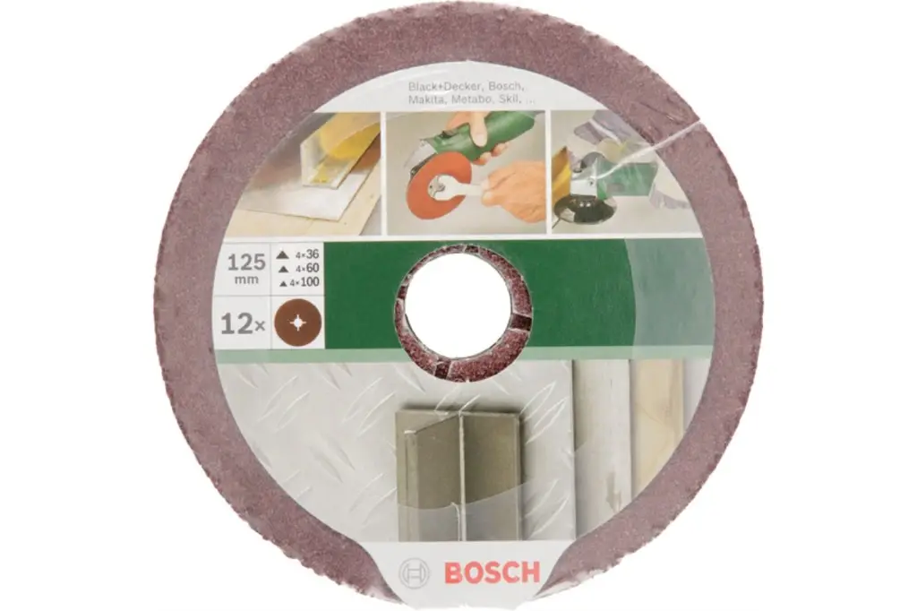 SET DE DISCOS LIJADORES DE FIBRA DE 12 PIEZAS PARA AMOLADORA ANGULAR, CORINDÓND = 125 MM; G = 36 - 100, 12 UNIDADES