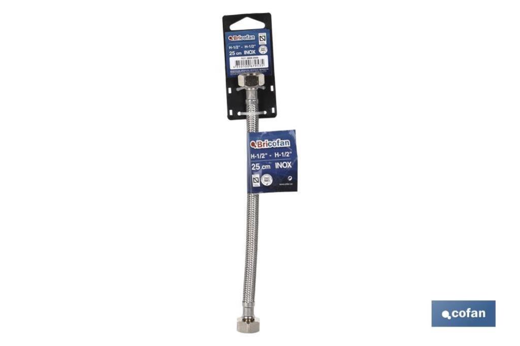 CONEXIÓN FLEXIBLE | MACHO/HEMBRA | ACERO INOXIDABLE | M 3/8" - H 3/8" | 40 CM DE LONGITUD | PARA LAVABO, GRIFO Y COCINA