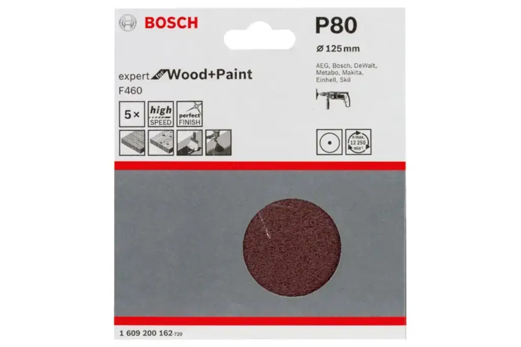 HOJA DE LIJA PRO F460, 125 MM, G80, 5 UNIDADES