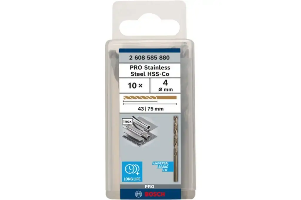 BROCA HELICOIDAL PRO STAINLESS STEEL HSS-CO, 4 X 43 X 75 MM, 10 UNIDADES