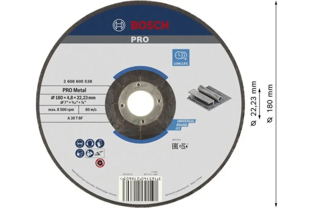 DISCO DE DESBASTE PRO METAL, 180 X 4,8 X 22,23 MM