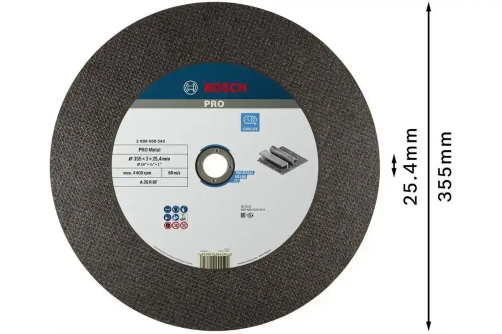 DISCO DE CORTE ABRASIVO PRO METAL, 355 X 2,8 X 25,4 MM, OSA