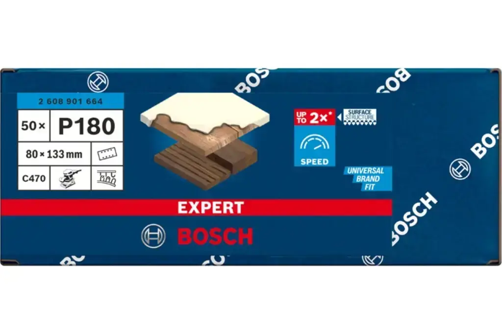 HOJA DE LIJA EXPERT C470 DE 80 X 133 MM, G 180, 50 UNIDADES