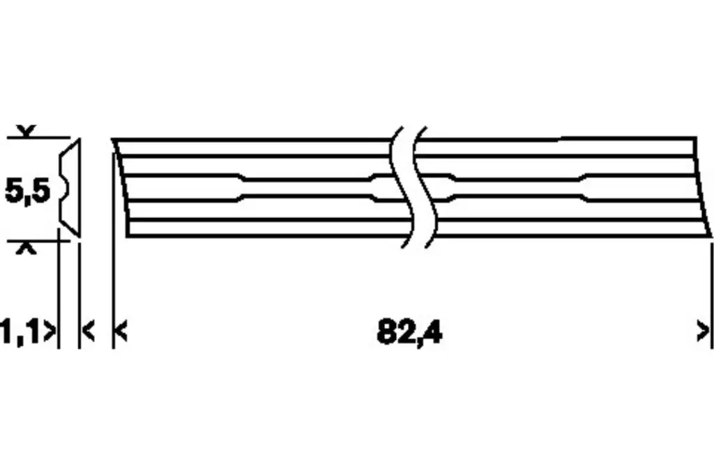 CUCHILLA PARA CEPILLO 82 MM, RECTA, CARBURO DE TUNGSTENO, 40°