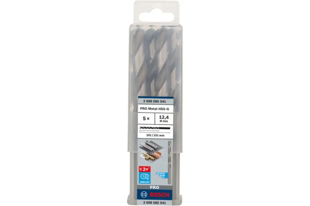 BROCA HELICOIDAL PRO METAL HSS-G, LONGITUD ESTÁNDAR, 12,4 X 101 X 151 MM, 5 UNIDADES