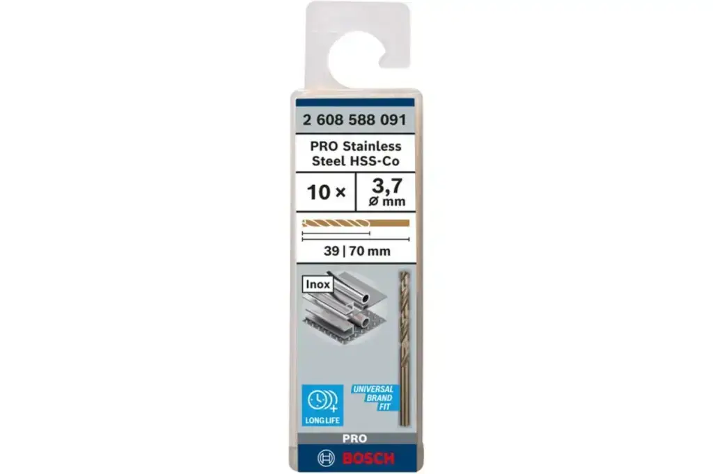 BROCA HELICOIDAL PRO STAINLESS STEEL HSS-CO, 3,7 X 39 X 70 MM, 10 UNIDADES