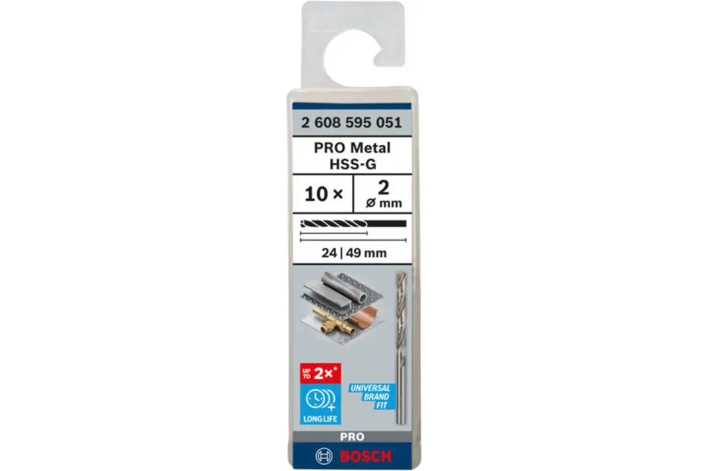 BROCA HELICOIDAL PRO METAL HSS-G, LONGITUD ESTÁNDAR, 2 X 24 X 49 MM, 10 UNIDADES