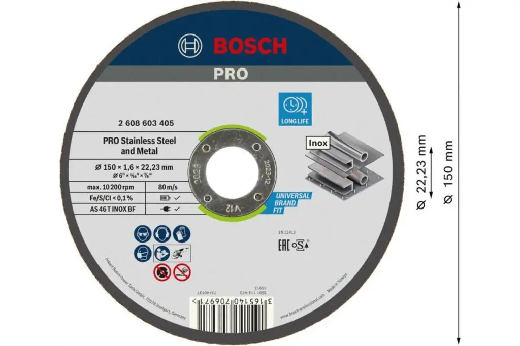 DISCO DE CORTE ABRASIVO PRO STAINLESS STEEL AND METAL, 150 X 1,6 X 22,23 MM, RECTO, OSA