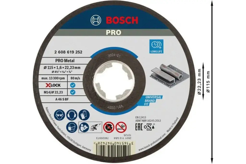 DISCO DE CORTE ABRASIVO PRO METAL, 115 X 1,6 X 22,23 MM, X-LOCK