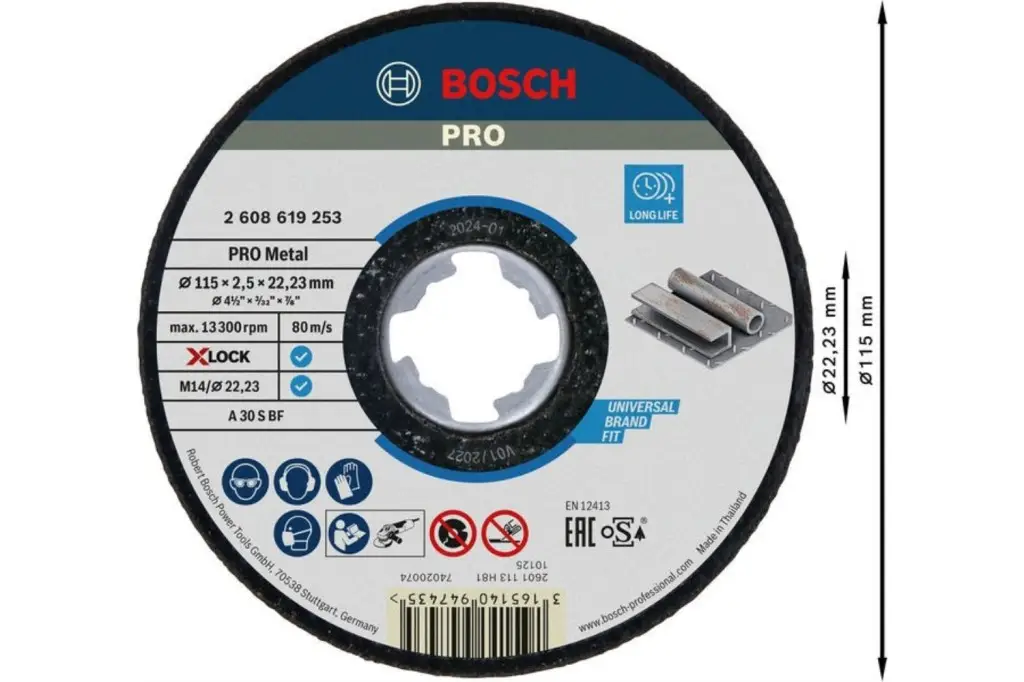 DISCO DE CORTE ABRASIVO PRO METAL, 115 X 2,5 X 22,23 MM, X-LOCK, RECTO