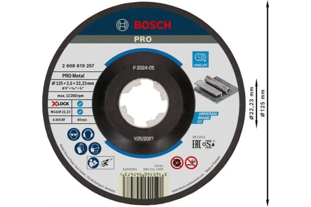 DISCO DE CORTE ABRASIVO PRO METAL, 125 X 2,5 X 22,23 MM, X-LOCK, CÓNCAVO