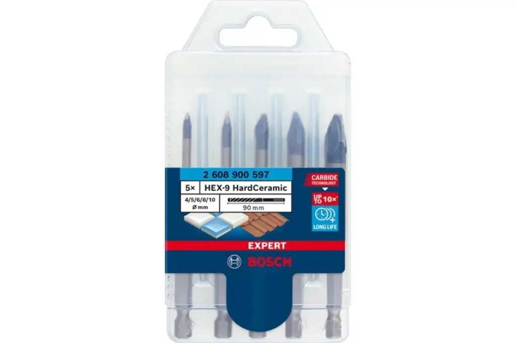 SET DE BROCAS EXPERT HEX-9 HARDCERAMIC DE 4/5/6/8/10 MM, 5 UNIDADES