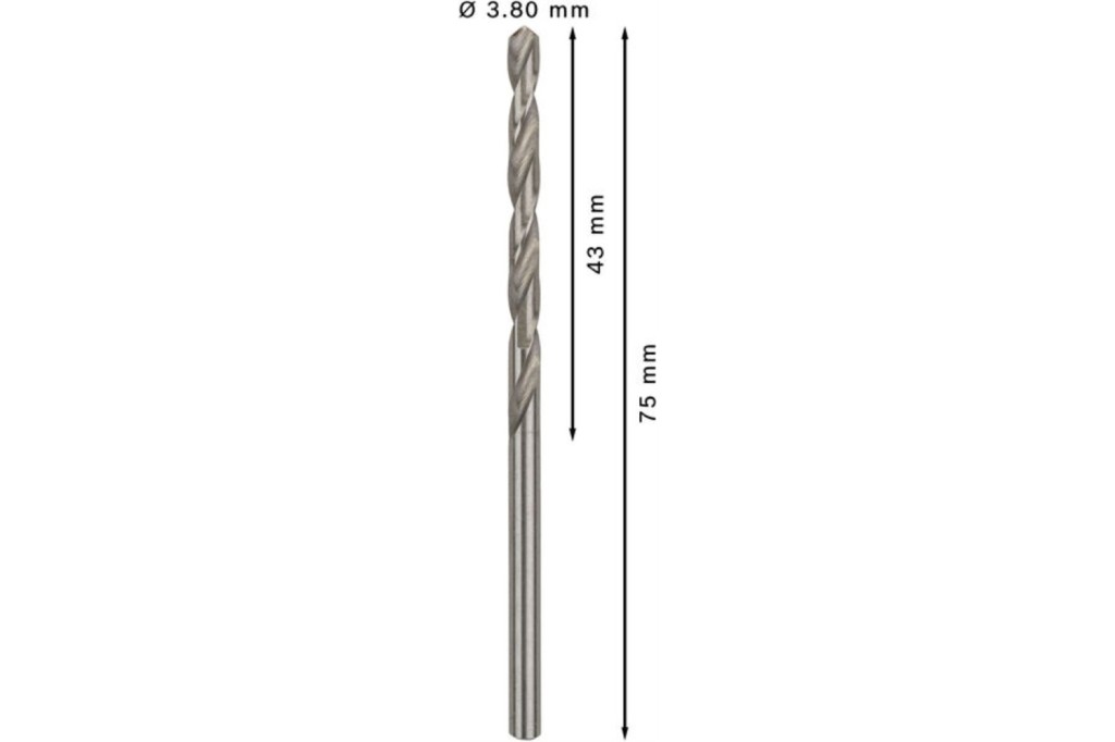 BROCA HELICOIDAL PRO METAL HSS-G, LONGITUD ESTÁNDAR, 3,8 X 43 X 75 MM, 10 UNIDADES