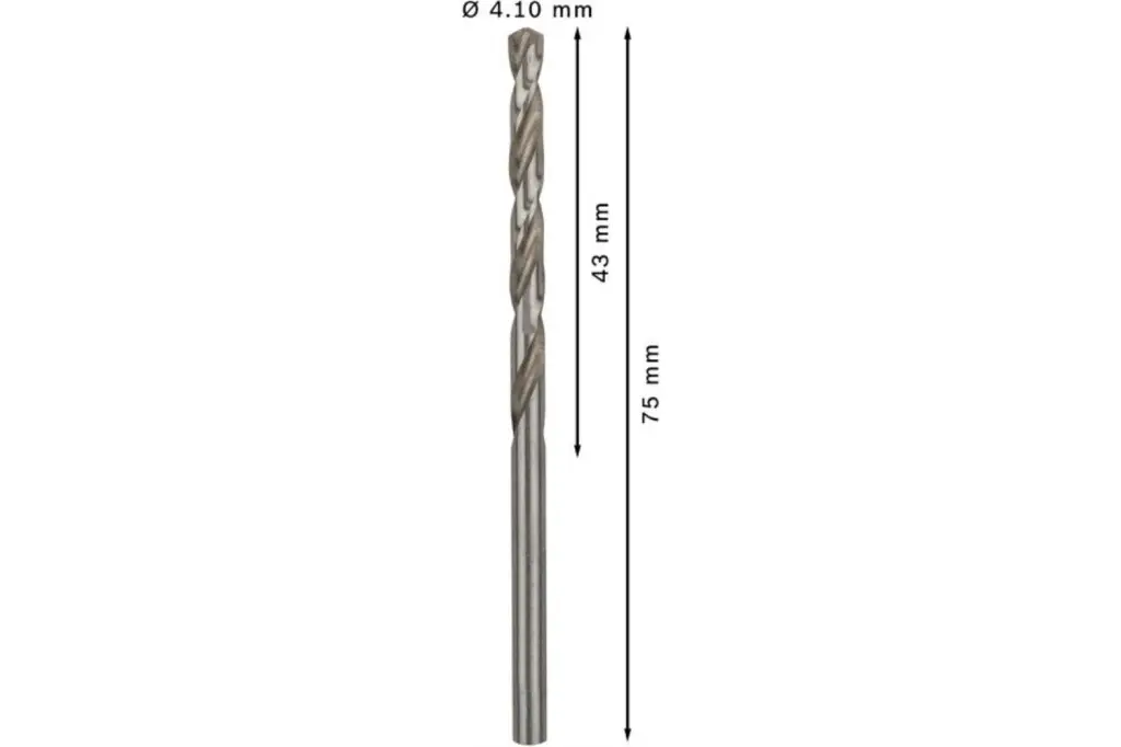 BROCA HELICOIDAL PRO METAL HSS-G, LONGITUD ESTÁNDAR, 4,1 X 43 X 75 MM, 10 UNIDADES