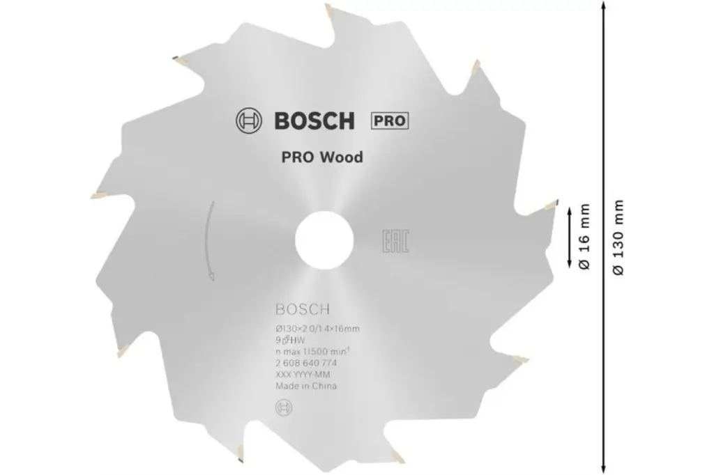 HOJA DE SIERRA CIRCULAR PRO WOOD, 130 X 2 X 16 MM, T9