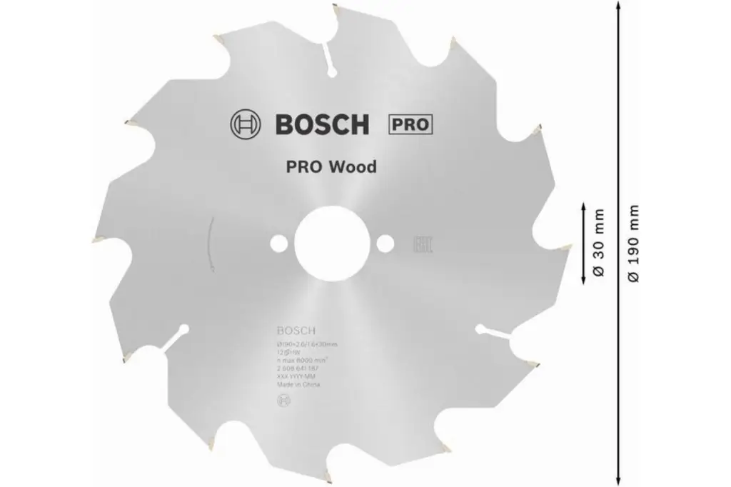 HOJA DE SIERRA CIRCULAR PRO WOOD, 190 X 2,6 X 30 MM, T12