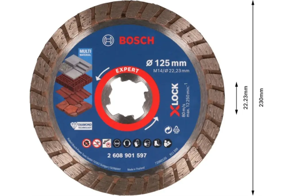 DISCO DE CORTE CON DIAMANTE EXPERT MULTIMATERIAL X-LOCK DE 125 X 22,23 X 2,4 X 12 MM