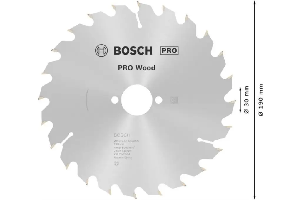HOJA DE SIERRA CIRCULAR PRO WOOD, 190 X 2,6 X 30 MM, T24