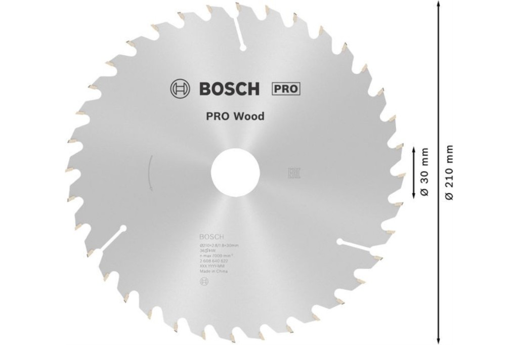 HOJA DE SIERRA CIRCULAR PRO WOOD, 210 X 2,8 X 30 MM, T36