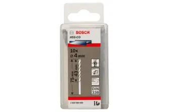 BROCA HELICOIDAL PRO STAINLESS STEEL HSS-CO, 4 X 43 X 75 MM, 10 UNIDADES