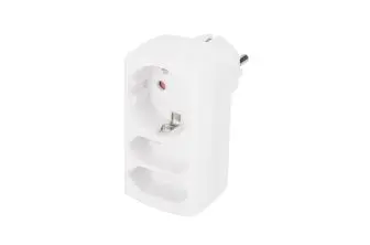 ADAPTADOR 2 TOMAS FRONTAL 10A + 1 TOMA 16A 250V BLANCO SIMON BRICO