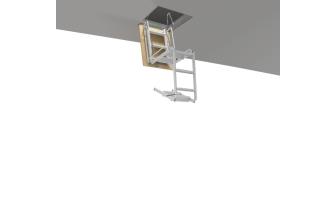 RE103 | ESCALERA PARA TECHOS DESPLEGABLE EN 4 TRAMOS DE ACERO PINTADO GRIS