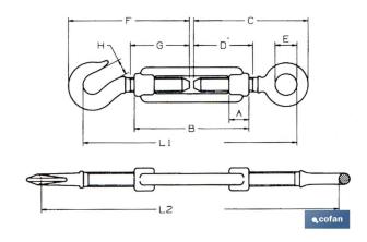 TENSOR GANCHO - ANILLA DIN-1480 INOX A-2