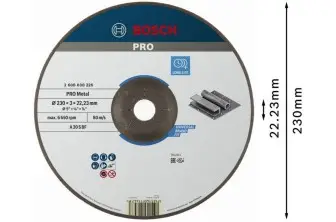 DISCO DE CORTE ABRASIVO PRO METAL, 230 X 3 X 22,23 MM, OSA