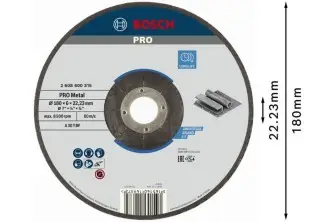 DISCO DE DESBASTE PRO METAL, 180 X 6 X 22,23 MM, OSA