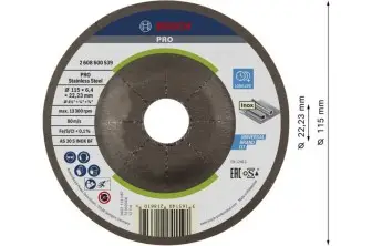 DISCO DE DESBASTE PRO STAINLESS STEEL, 115 X 6 X 22,23 MM
