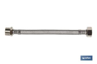 CONEXIÓN FLEXIBLE | MACHO/HEMBRA | ACERO INOXIDABLE | M 3/8" - H 3/8" | 40 CM DE LONGITUD | PARA LAVABO, GRIFO Y COCINA