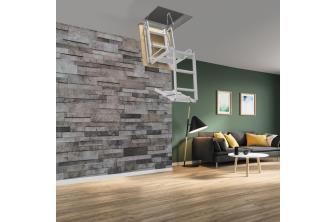 RE103 | ESCALERA PARA TECHOS DESPLEGABLE EN 4 TRAMOS DE ACERO PINTADO GRIS