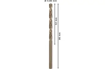 BROCA HELICOIDAL PRO STAINLESS STEEL HSS-CO, 4,8 X 52 X 86 MM, 10 UNIDADES