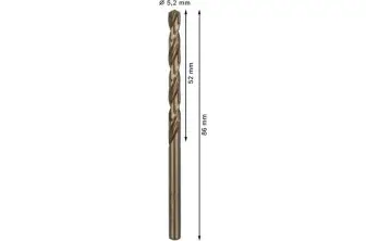 BROCA HELICOIDAL PRO STAINLESS STEEL HSS-CO, 5,2 X 52 X 86 MM, 10 UNIDADES