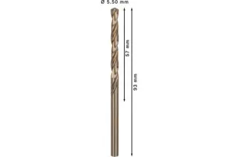 BROCA HELICOIDAL PRO STAINLESS STEEL HSS-CO, 5,5 X 57 X 93 MM, 10 UNIDADES