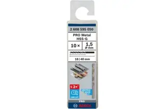 BROCA HELICOIDAL PRO METAL HSS-G, LONGITUD ESTÁNDAR, 1,5 X 18 X 40 MM, 10 UNIDADES