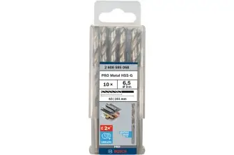 BROCA HELICOIDAL PRO METAL HSS-G, LONGITUD ESTÁNDAR, 6,5 X 63 X 101 MM, 10 UNIDADES