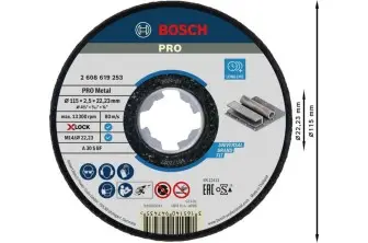 DISCO DE CORTE ABRASIVO PRO METAL, 115 X 2,5 X 22,23 MM, X-LOCK, RECTO