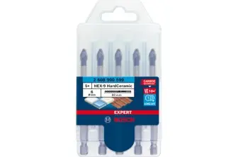 SET DE BROCAS PARA TEJAS EXPERT HEX-9 HARDCERAMIC DE 6 MM, 5 UNIDADES