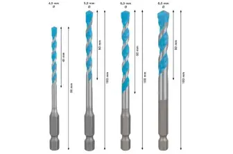SET DE 4 BROCAS EXPERT HEX-9 MULTI CONSTRUCTION DE 4/5/6/8 MM