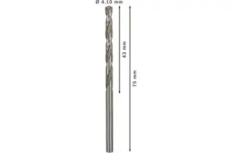 BROCA HELICOIDAL PRO METAL HSS-G, LONGITUD ESTÁNDAR, 4,1 X 43 X 75 MM, 10 UNIDADES