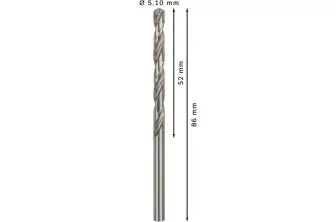 BROCA HELICOIDAL PRO METAL HSS-G, LONGITUD ESTÁNDAR, 5,1 X 52 X 86 MM, 10 UNIDADES