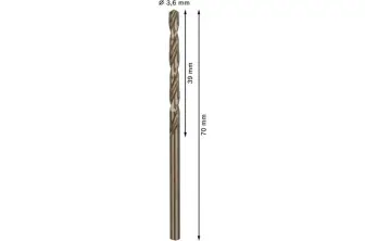 BROCA HELICOIDAL PRO STAINLESS STEEL HSS-CO, 3,6 X 39 X 70 MM, 10 UNIDADES