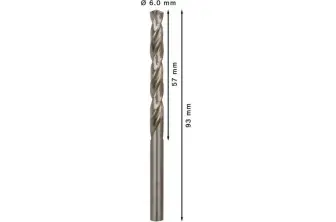 BROCA HELICOIDAL PRO METAL HSS-G, LONGITUD ESTÁNDAR, 6 X 57 X 93 MM, 10 UNIDADES