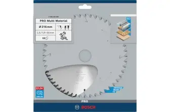 HOJA DE SIERRA CIRCULAR PRO MULTI MATERIAL, 216 X 2,5 X 30 MM, T60