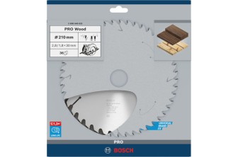 HOJA DE SIERRA CIRCULAR PRO WOOD, 210 X 2,8 X 30 MM, T36